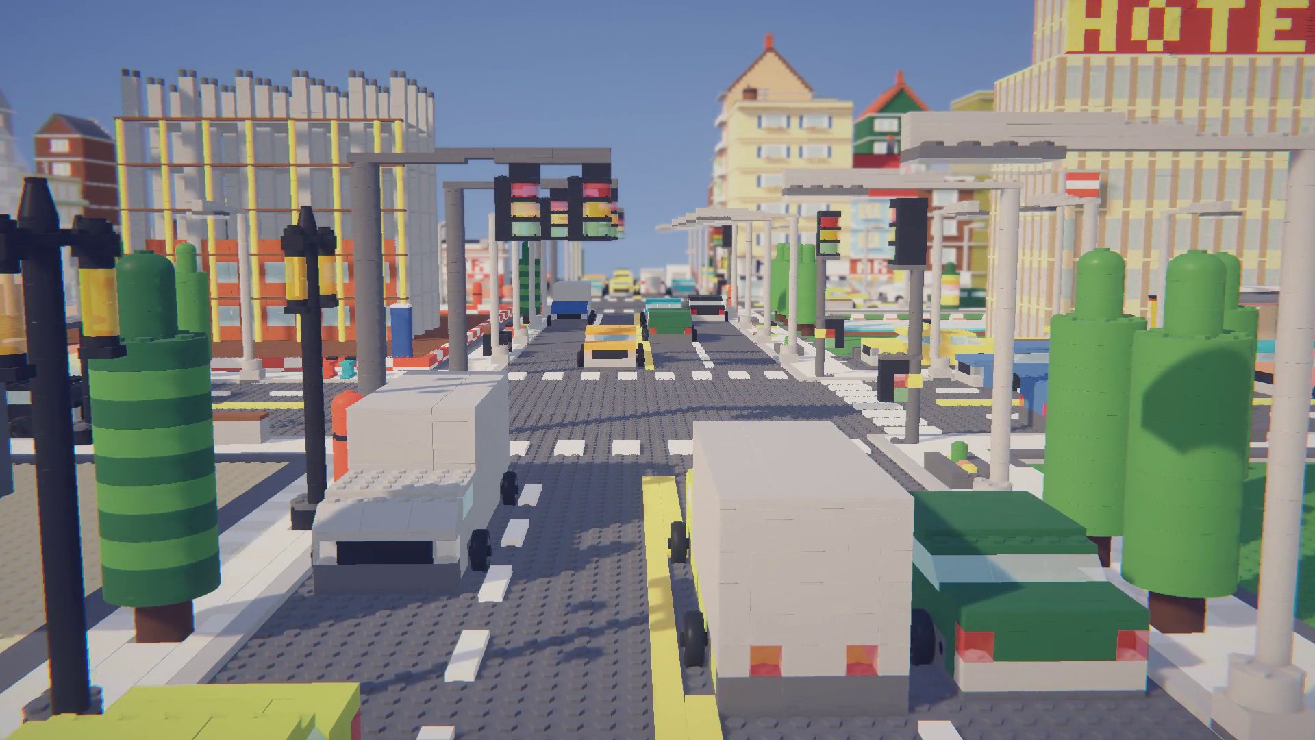 Down a city street
